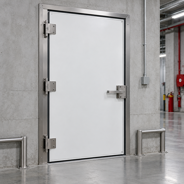 Fire-Rated Insulated Cold Room Door | 2H Fire Resistance | PU Core for Industrial Facility