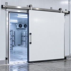 Manual Sliding Cold Room Door | PU/PIR Insulated | Heavy-Duty Track for Industrial Freezer